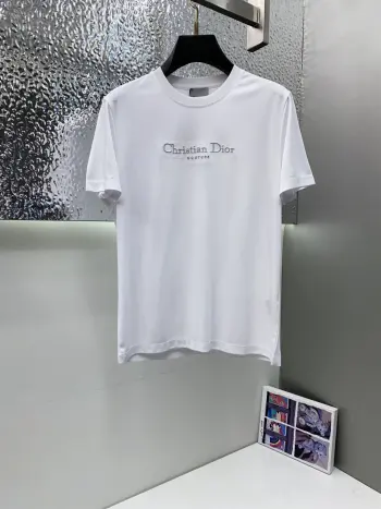 New Silk Cotton Micro Wide Short Sleeve Replica Dior Tshirts and Polos