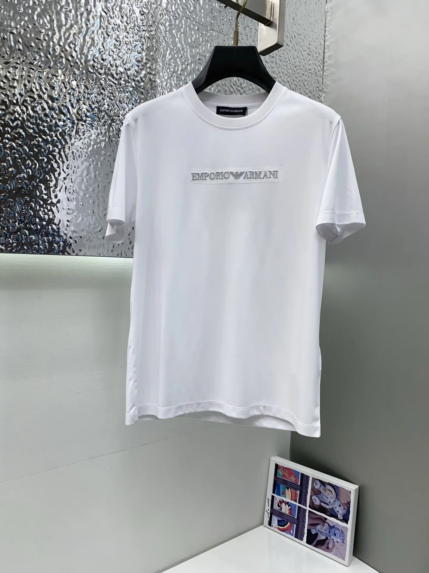 Armani New Silk Cotton Micro Wide Short Sleeve