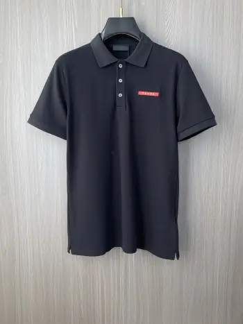 Spring and Summer New Fine Stripe Pique Business Polo Replica Prada Tshirts and Polos