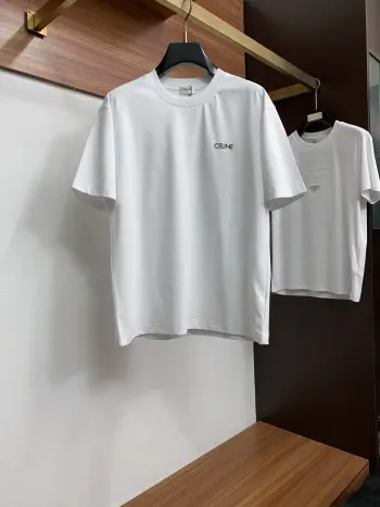 100% Cotton Loose Fit Round Neck Men s Short Sleeve T-Shirt Replica Celine Tshirts and Polos
