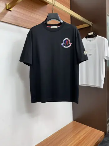 Spring and summer new silk-like round neck short sleeve Replica Moncler Tshirts and Polos