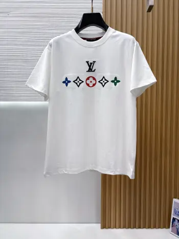Spring and summer new silk-like round neck short sleeve Replica Louis Vuitton Tshirts and Polos