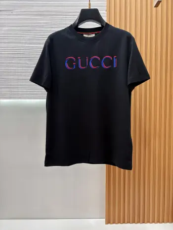 Spring and summer new silk-like round neck short sleeve Replica Gucci Tshirts and Polos