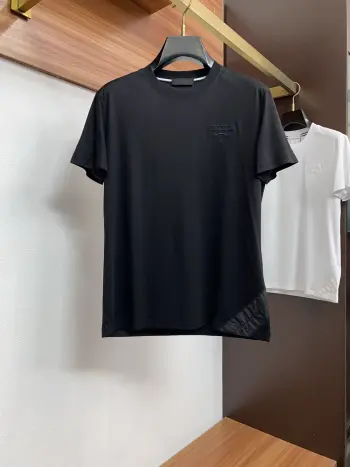 New Silk Cotton Short Sleeve Replica Prada Tshirts and Polos