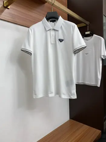 Classic Old Style Knitted Polo with Short Sleeves Replica Prada Tshirts and Polos