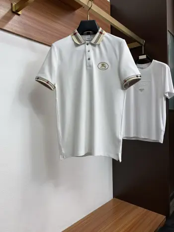 Spring and Summer New Fine Stripe Pique Business Polo Replica Burberry Tshirts and Polos
