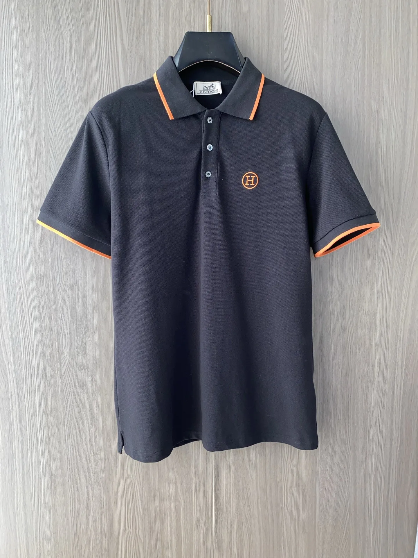 Hermes Spring and Summer New Fine Stripe Pique Business Polo Hermes Spring and Summer New Fine Stripe Pique Business Polo