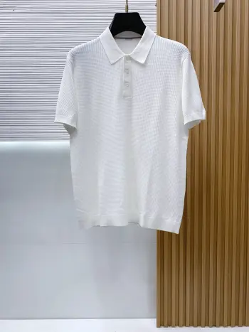 Spring and summer new classic old-style lapel knitted short-sleeve. Replica Zegna Tshirts and Polos