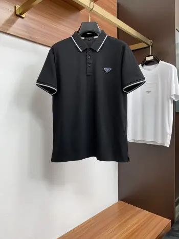 Spring and summer new silk cotton Polo short sleeves Replica Prada Tshirts and Polos