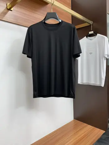 Spring and summer new silk-like round neck short sleeve Replica Zegna Tshirts and Polos