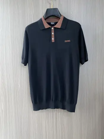 Spring and Summer New Fine Stripe Pique Business Polo Replica Zegna Tshirts and Polos