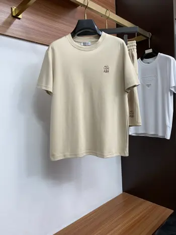 Spring and summer new pure cotton casual suit Replica Brunello Cucinelli Tshirts and Polos