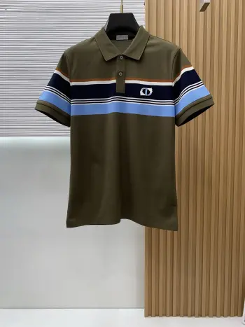 Spring and Summer New Fine Stripe Pique Business Polo Replica Dior Tshirts and Polos
