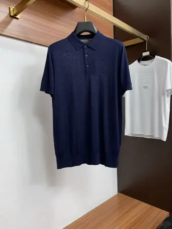 Polo short-sleeve T-shirt with a collar knit Replica Loro Piana Tshirts and Polos