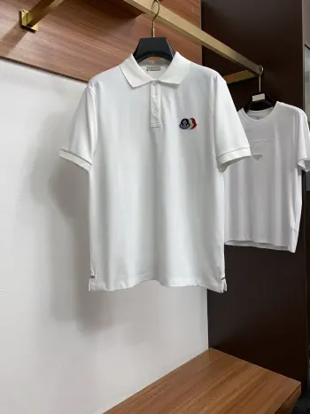 Spring and Summer New Fine Stripe Pique Business Polo Replica Moncler Tshirts and Polos