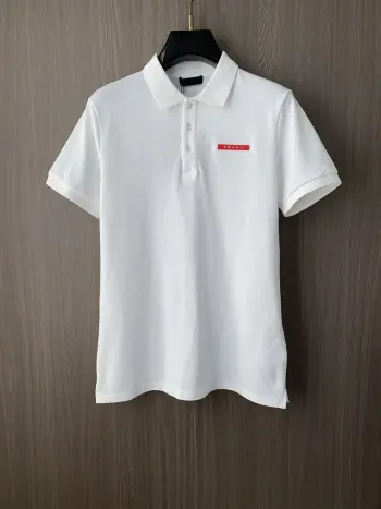 Spring and Summer New Fine Stripe Pique Business Polo Replica Prada Tshirts and Polos