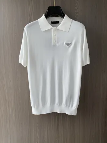 Spring and Summer New Fine Striped Pique Business Polo Replica Prada Tshirts and Polos