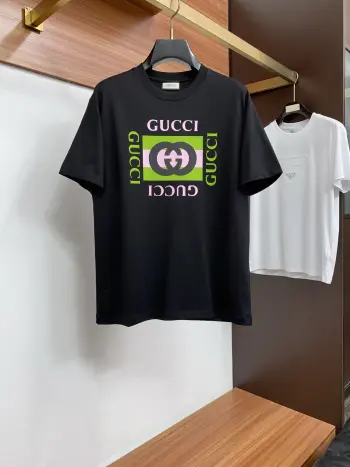 Latest short-sleeve mercerized cotton round-neck T-shirt Replica Gucci Tshirts and Polos