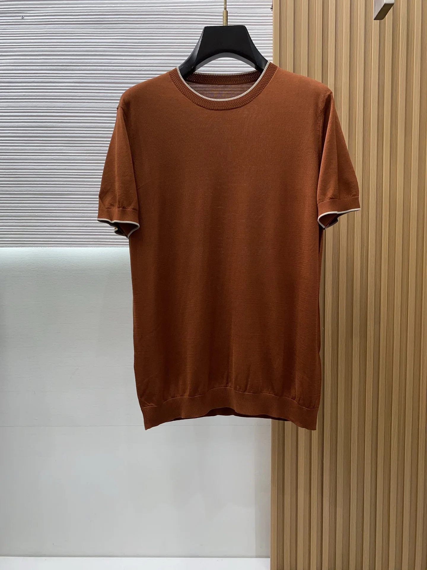 Loro Piana Spring and summer new classic old-style lapel knitted short-sleeve.