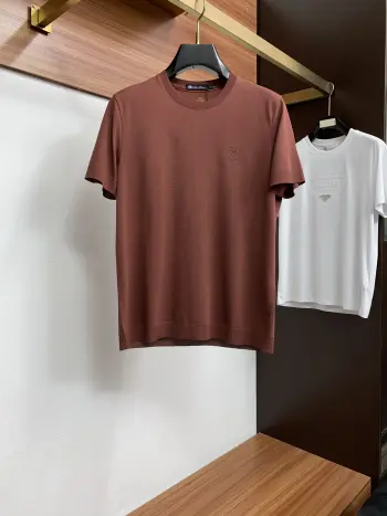100% Cotton Loose Fit Round Neck Men s Short Sleeve T-Shirt Replica Loro Piana Tshirts and Polos