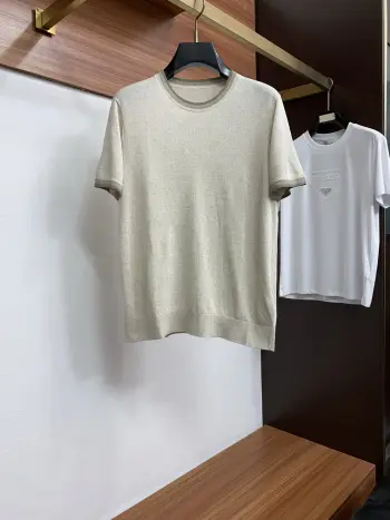 100% Cotton Loose Fit Round Neck Men s Short Sleeve T-Shirt Replica Loro Piana Tshirts and Polos