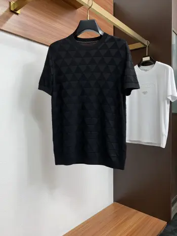 Knitted short-sleeve T-shirt Replica Prada Tshirts and Polos