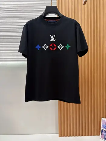 Spring and summer new silk-like round neck short sleeve Replica Louis Vuitton Tshirts and Polos