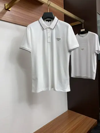 Spring and summer new silk cotton Polo short sleeves Replica Prada Tshirts and Polos