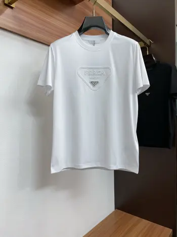 New Silk Cotton Short Sleeve Replica Prada Tshirts and Polos