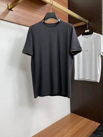 Spring and summer new silk-like round neck short sleeve Replica Zegna Tshirts and Polos