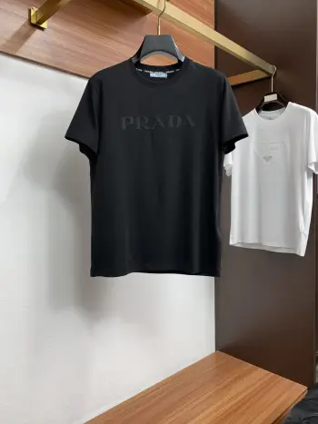 100% Cotton Loose Fit Round Neck Men s Short Sleeve T-Shirt Replica Prada Tshirts and Polos