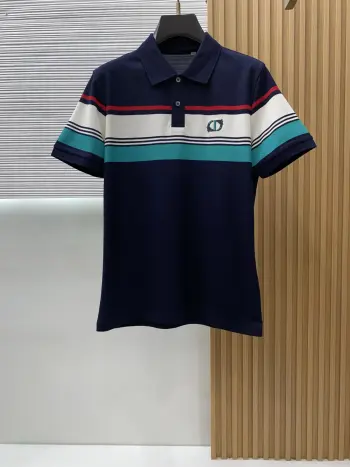 Spring and Summer New Fine Stripe Pique Business Polo Replica Dior Tshirts and Polos
