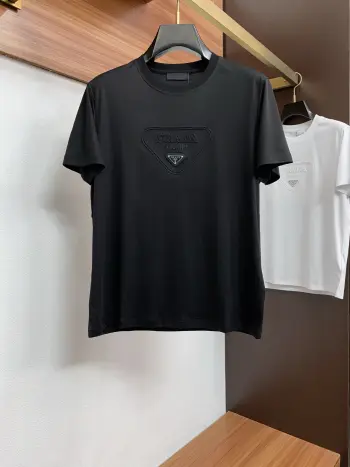 New Silk Cotton Short Sleeve Replica Prada Tshirts and Polos