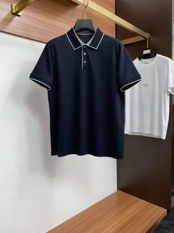 Polo short-sleeve T-shirt with a collar knit design Replica Zegna Tshirts and Polos