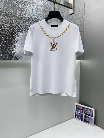 New Silk Cotton Micro Wide Short Sleeve Replica Louis Vuitton Tshirts and Polos