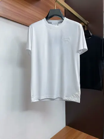 New Silk Cotton Short Sleeve Replica Prada Tshirts and Polos