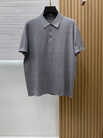 Spring and summer new classic old-style lapel knitted short-sleeve. Replica Zegna Tshirts and Polos