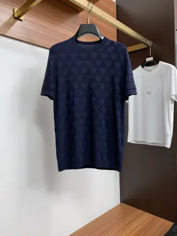 Knitted short-sleeve T-shirt Replica Prada Tshirts and Polos