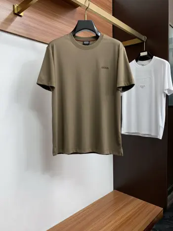 New Silk Cotton Short Sleeve Replica Zegna Tshirts and Polos