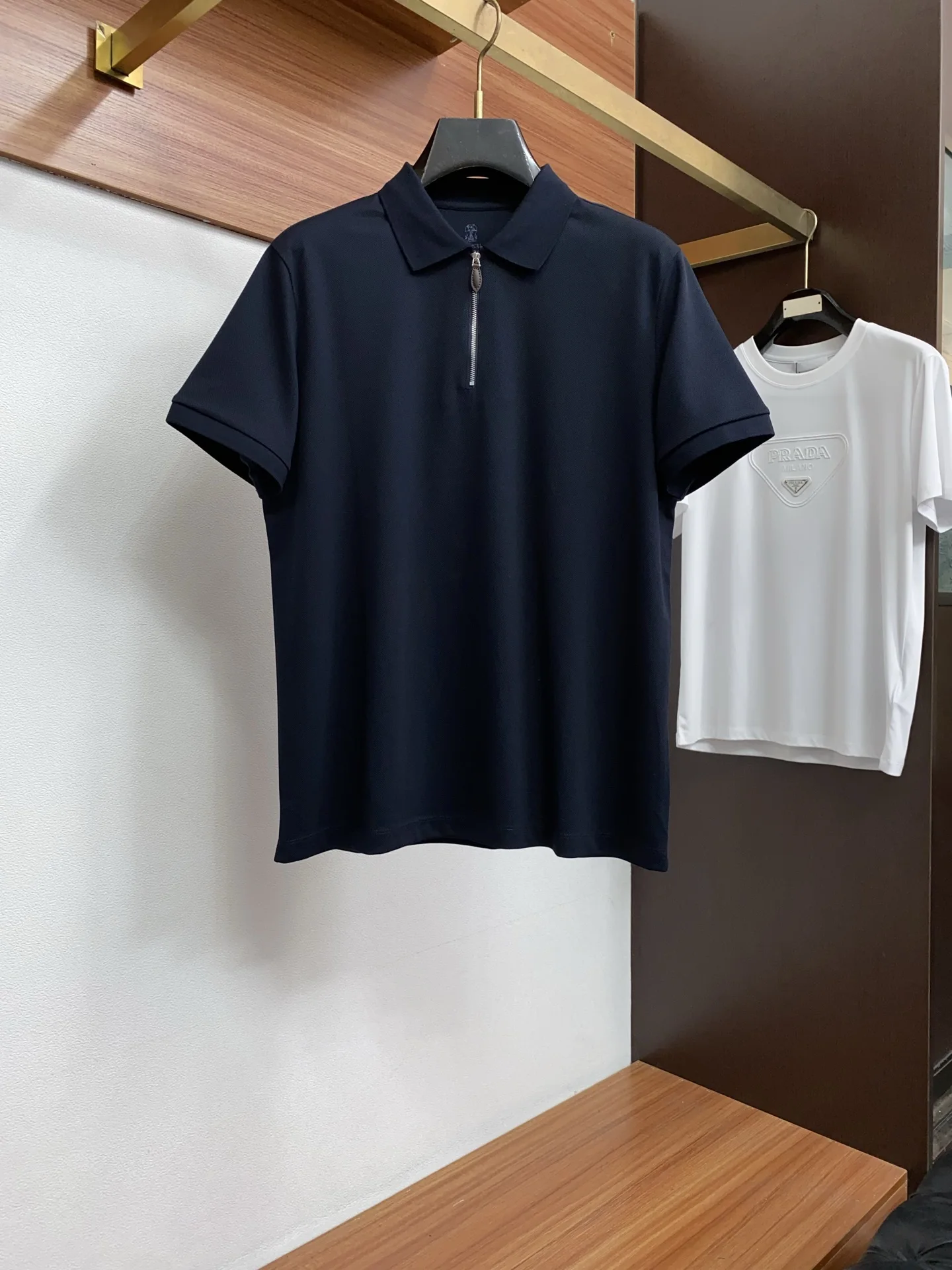 Prada Classic Old Style Knitted Polo with Short Sleeves