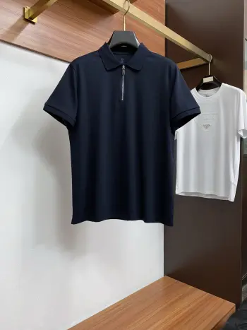 Classic Old Style Knitted Polo with Short Sleeves Replica Prada Tshirts and Polos