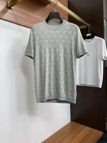 Knitted short-sleeve T-shirt Replica Prada Tshirts and Polos