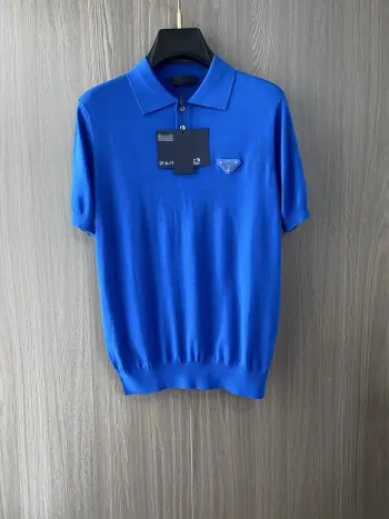 Spring and Summer New Fine Striped Pique Business Polo Replica Prada Tshirts and Polos