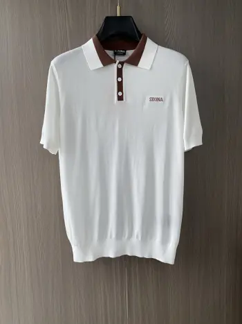 Spring and Summer New Fine Stripe Pique Business Polo Replica Zegna Tshirts and Polos