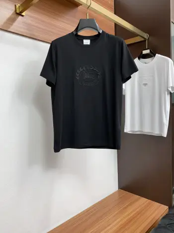 100% Cotton Loose Fit Round Neck Men s Short Sleeve T-Shirt Replica Burberry Tshirts and Polos