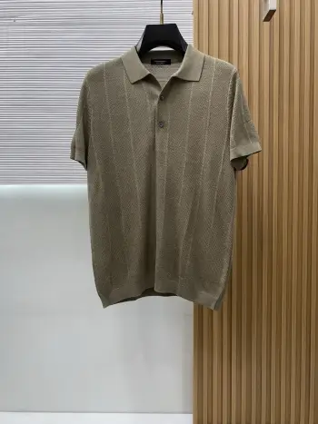 Classic Old Style Knitted Polo with Short Sleeves Replica Loro Piana Tshirts and Polos