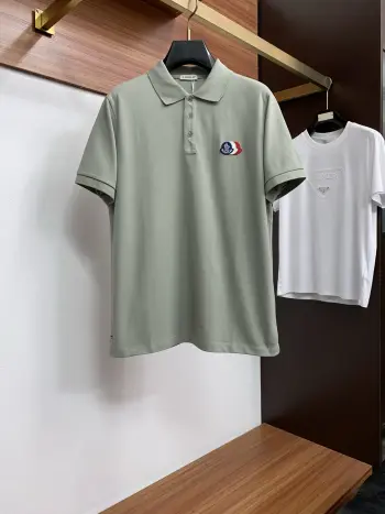 Spring and Summer New Fine Stripe Pique Business Polo Replica Moncler Tshirts and Polos
