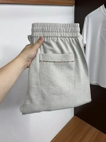 High-quality linen-cotton fabric fashionable casual pants Replica Burberry Pants and Trousers