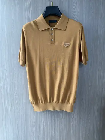 Spring and Summer New Fine Stripe Pique Business Polo Replica Prada Tshirts and Polos