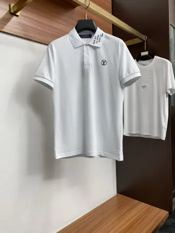 Spring and Summer New Fine Stripe Pique Business Polo Replica Louis Vuitton Tshirts and Polos